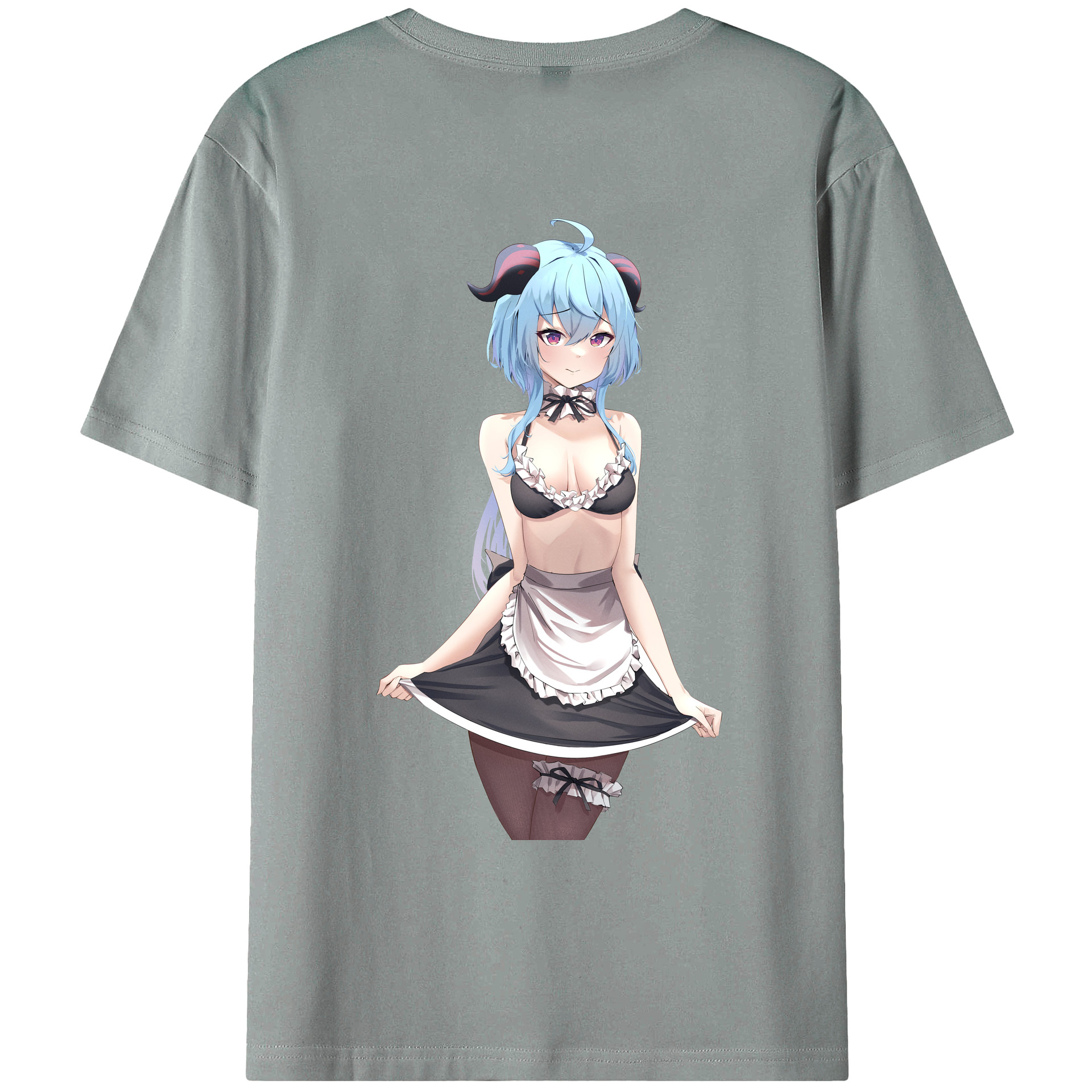 げんし神 甘雨 かんう genshin Ganyu 綿100％ メンズ半袖Tシャツ（バックプリント） 通気性